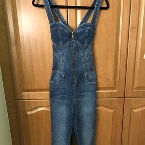 Guess denim corset style x back jumpsuit